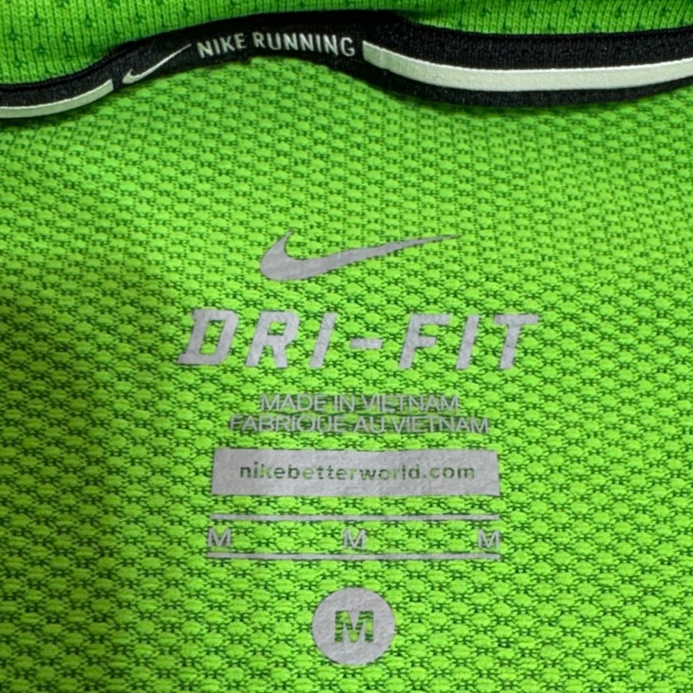 Nike Running Shirt Mens Medium Green Dri-FIT Long Sleeve Mesh Performance Top - Picture 3 of 6